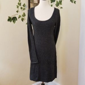 Long sleeve dark grey sweater dress